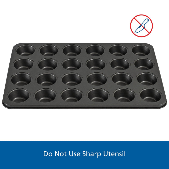 Mainstays 24 Cavity Mini Muffin Pan, Non-Stick Bakeware,1.8 inch Diameter Cups,Gray,Carbon Steel - Image 6