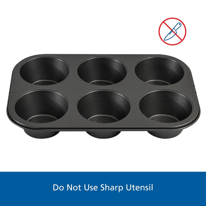 Mainstays 6 Cup Jumbo Muffin Pan, Non-Stick Bakeware,3.4 inch Diameter Cups,Gray,Carbon Steel - Image 6