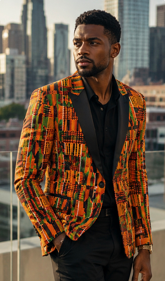 African Kente Print Blazer