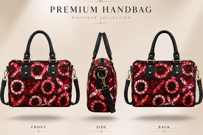 African Print Convertible Boston Handbag – Red & Black