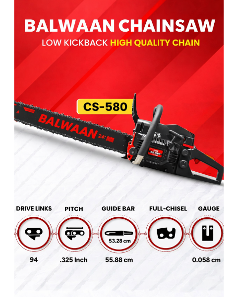 Balwaan CS-580 61CM (24 Inches) Chainsaw