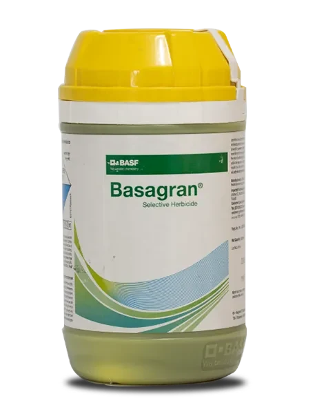 Basagran herbicide by BASF packaging for selective control of broadleaf weeds in crops