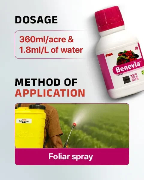 Image showing recommended dosage 360 ml per acre or 1.8 ml per liter with foliar spray application