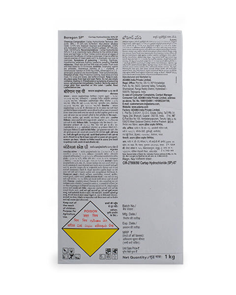 Image showing product label of Boregan SP insecticide