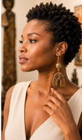 Brown & Multicolor Beaded Artisan Statement Earrings