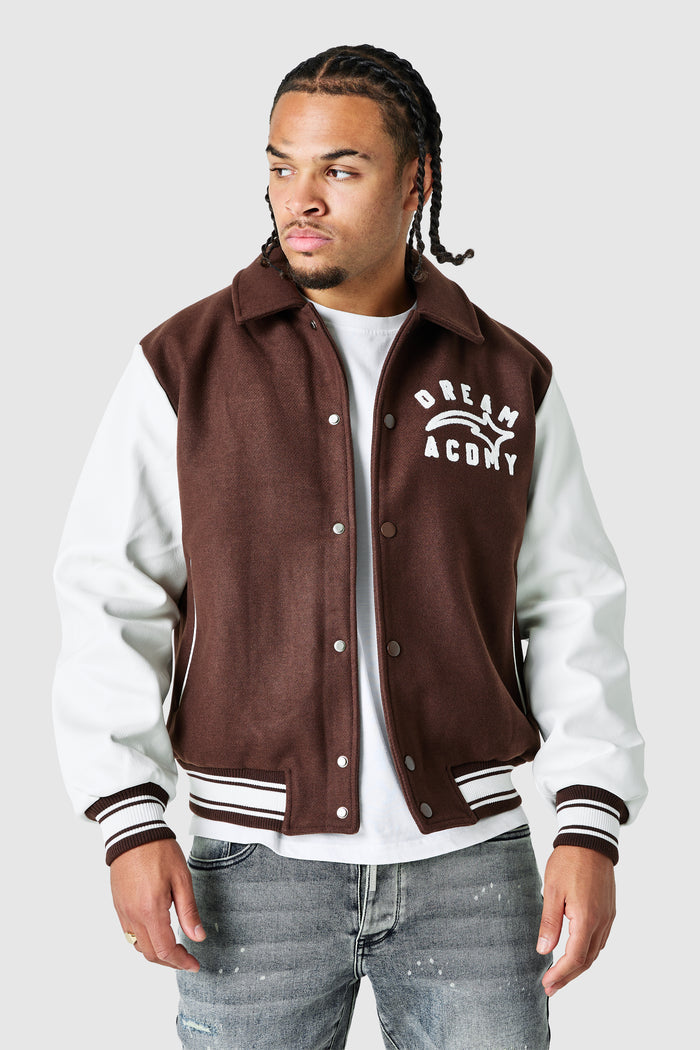 Campus Varsity Jacket - Dusty Cocoa