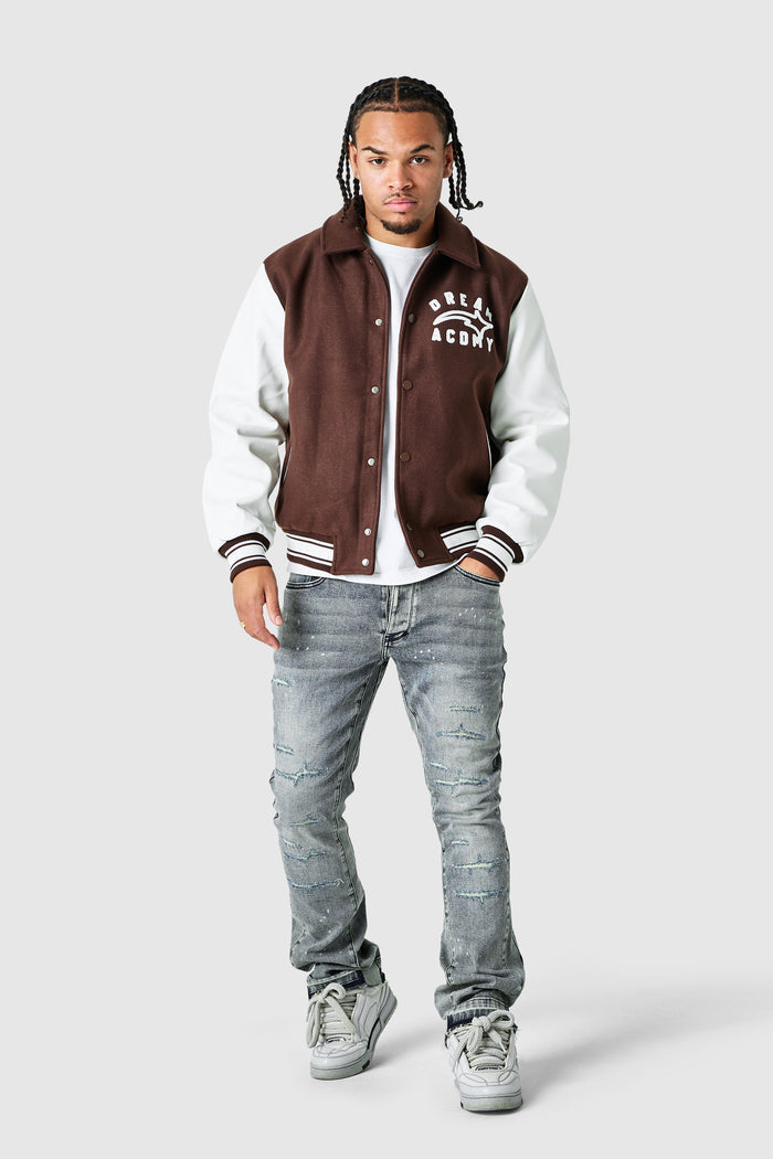 Campus Varsity Jacket - Dusty Cocoa