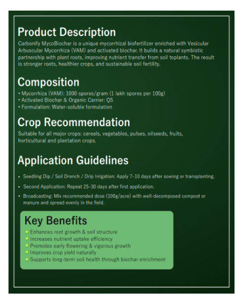 Carbonify Advanced Mycorrhizae - Mycobiochar Bio Fertilizers