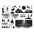 Color Layering Sunset over Waves Clear Stamp Set