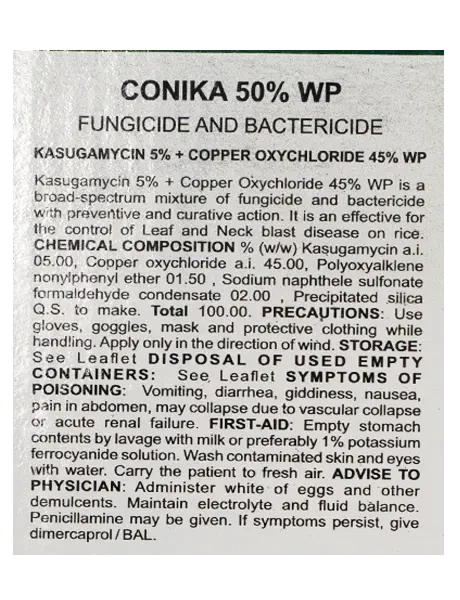 Dhanuka Conika Fungicide packet label showing chemical composition and general information about conika fungicide