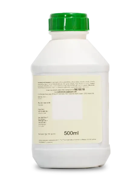 Cropmax growth promoter label displaying serial number,  weight of the bottle
