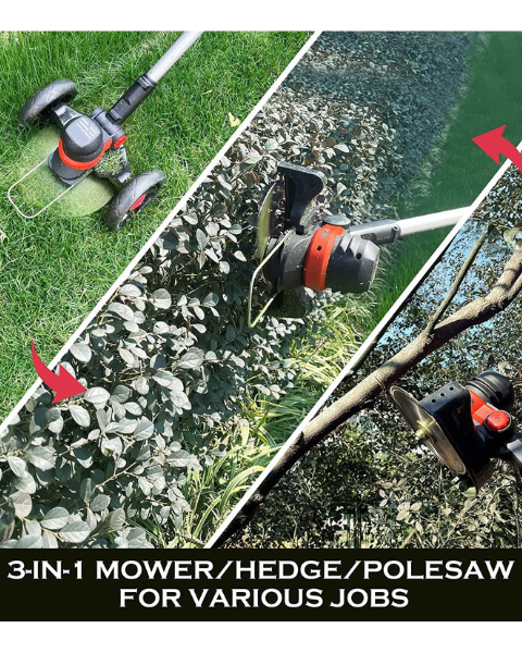 Crop 10 Cordless Electric Portable Grass Cutter 3-in-1 Mower, Grass Trimmer & Weed Cutter| 24V 4Ah Li-Ion Battery Powered