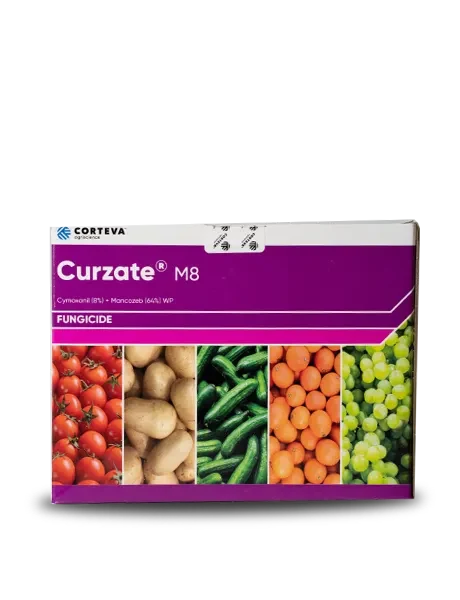 Corteva Curzate Fungicide packet contains Cymoxanil 8%+ Mancozeb 64% WP.