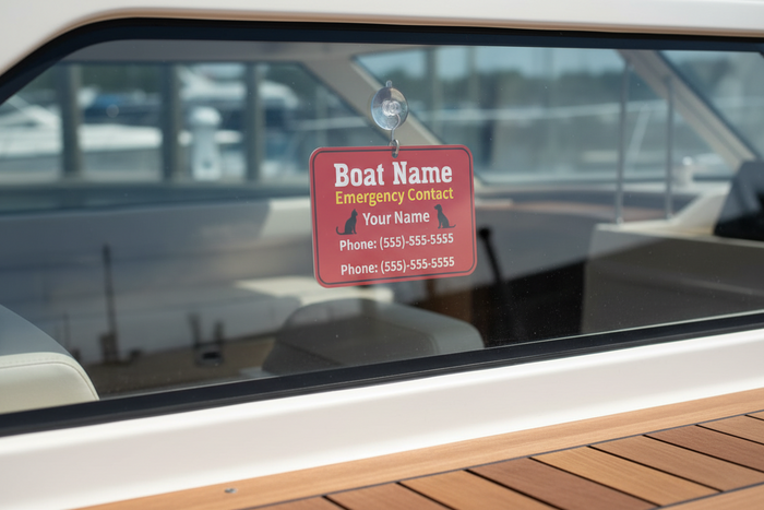 Emergency Boat Contact Tag – UV-Resistant Marine ID Plate