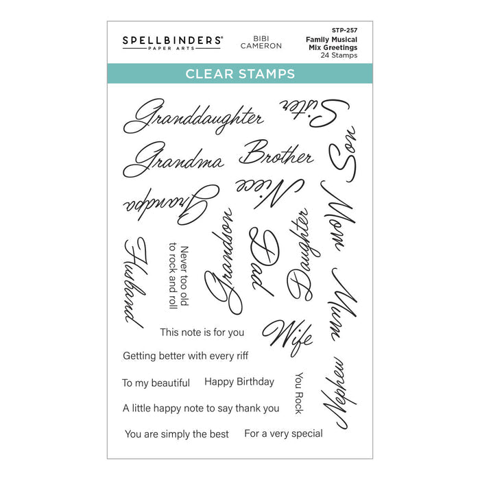 Family Musical Mix Greetings Clear Stamp Set by Bibi Cameron