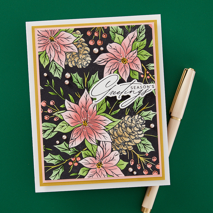 Festive Poinsettias Press Plate from the Amaryllis Christmas Collection by Yana Smakula