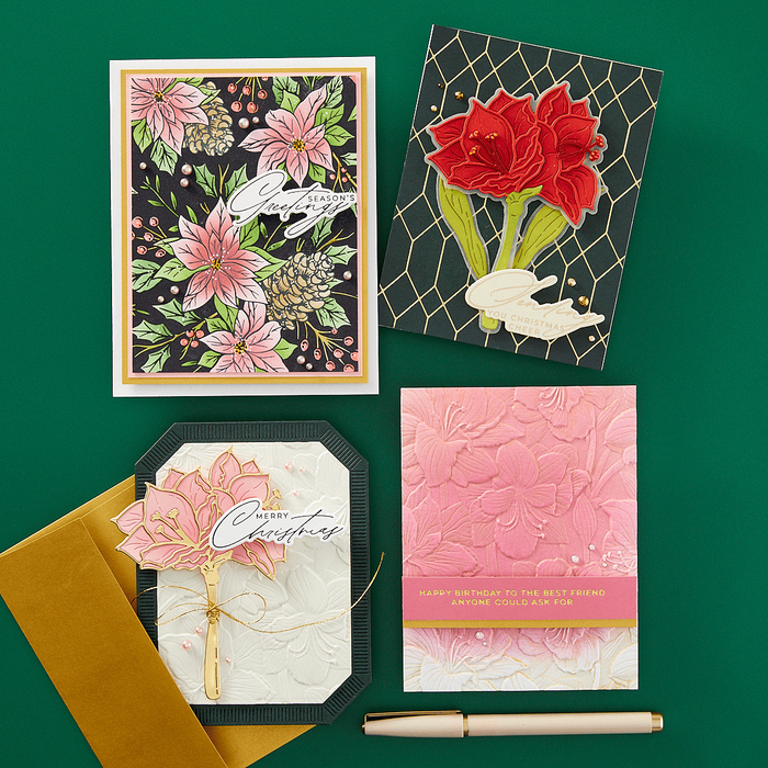 Festive Poinsettias Press Plate from the Amaryllis Christmas Collection by Yana Smakula