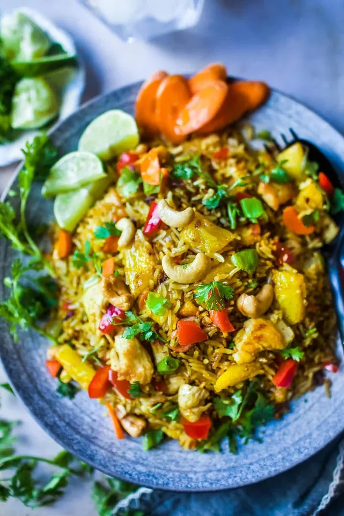 Fit Food - Golden Pineapple Cashew "Fried" Rice with Shrimp