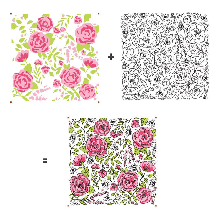 Flowers & Bees Bold Prints Cling Stamp