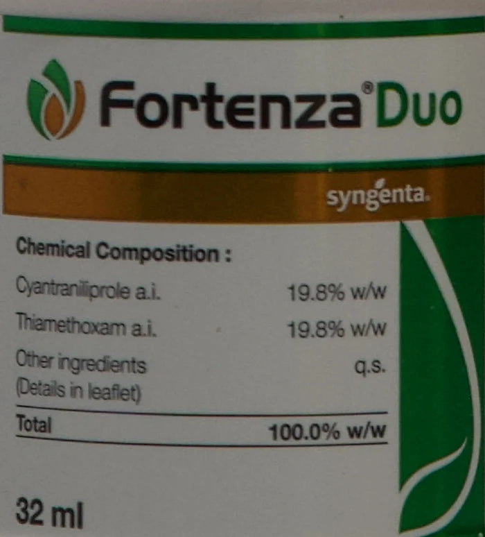 Image showing the technical composition Cyantraniliprole 19.8 % w/w & Thiamethoxam 19.8% w/w