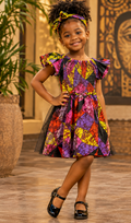 Girls’ Multicolor African Print Tulle Dress