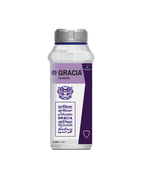 Godrej Gracia Insecticide bottle contains Fluxametamide 10% w/w EC,and is 1L in size.