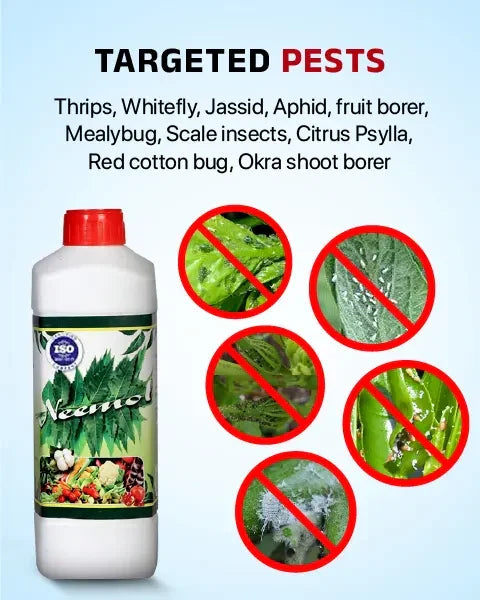 Neemol Insecticide controls pests such as Mealybugs, Whiteflies, Jassids and more