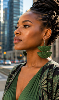 Handmade Green Woven Statement Earrings