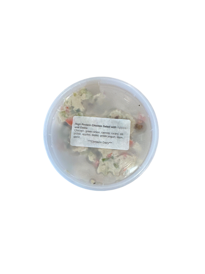 High protein, chicken salad with apples and dates
