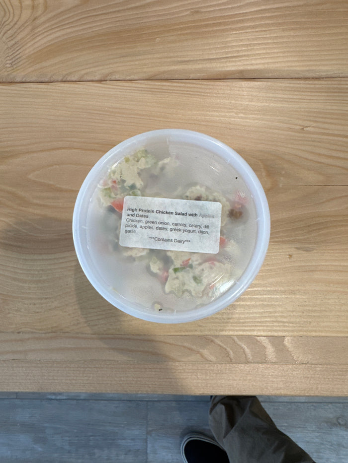 High protein, chicken salad with apples and dates