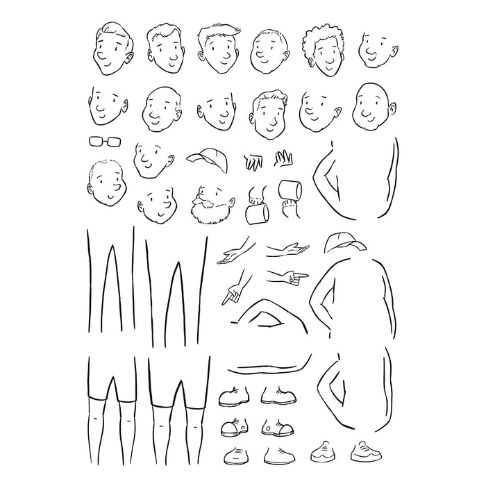 Illustrated Man Clear Stamp Set by Josh Griffiths Studio