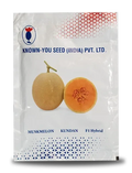 Known-You Seed Kundan F1 Hybrid Muskmelon seeds. High-quality orange-fleshed cantaloupe variety for commercial and home gardening.