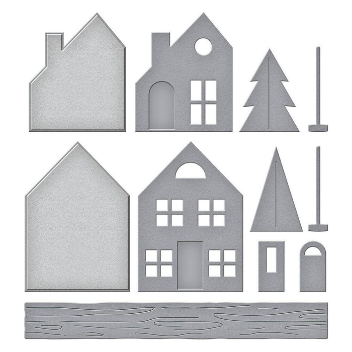 Mantel Village and Decorations Etched Dies Bundle by Simon Hurley