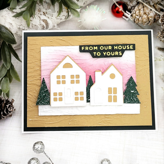 Mantel Village Etched Dies by Simon Hurley