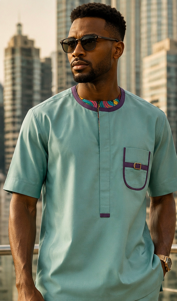 Men’s African-Inspired Short-Sleeve Shirt
