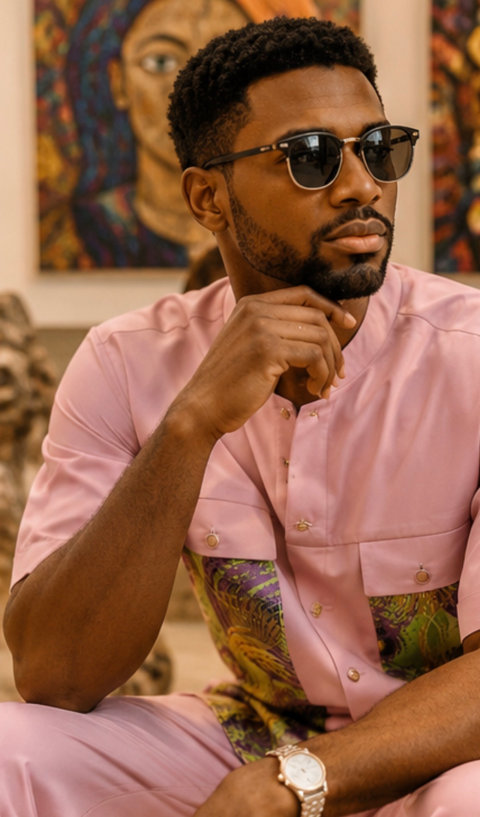 Men’s African Print Two-Piece Short-Sleeve Outfit