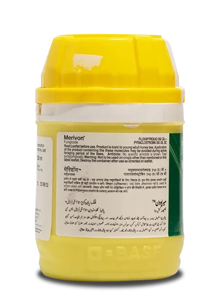 Label on Fluxapyroxad Pyraclostrobin Fungicide bottle showing general information details in English and Hindi.
