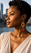 Multicolor & Antique Gold Geometric Drop Earrings