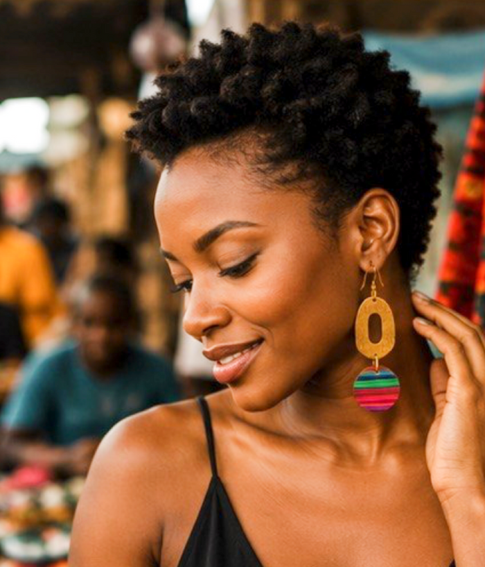 Multicolor & Antique Gold Geometric Drop Earrings
