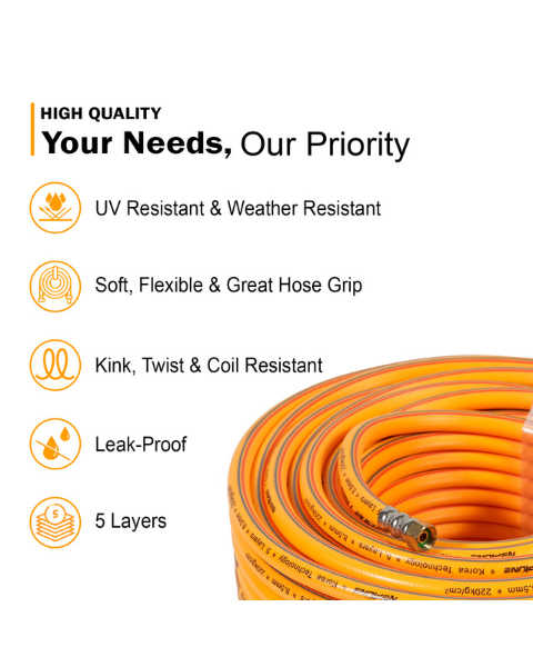 Neptune 8.5/10MM Heavy Duty 5 Layered PVC High Pressure Hose Pipe With Korean Technology