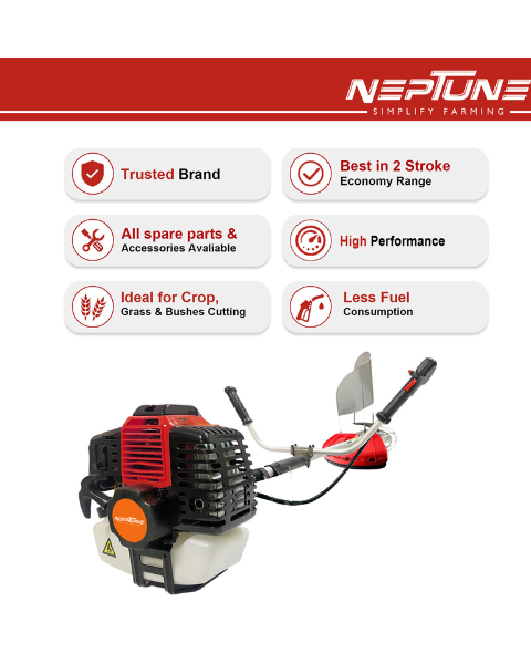 Neptune BC-520 Brush Cutter 52 CC Advanced Technology Side Pack 2 Stroke Petrol Engine Grass Trimmer