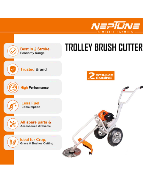 Neptune BC-520W Hand Push Brush Cutter | 2 Stroke Advanced Technology, 52CC Petrol Engine, 40T Blade