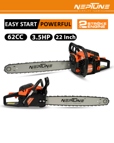 Neptune CS-62 Heavy Duty 62CC Powerful 2Stroke Petrol Chain Saw | Woodcutting Saw with 55.8cm (22") Blade