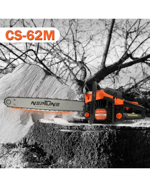 Neptune CS-62 Heavy Duty 62CC Powerful 2Stroke Petrol Chain Saw | Woodcutting Saw with 55.8cm (22") Blade