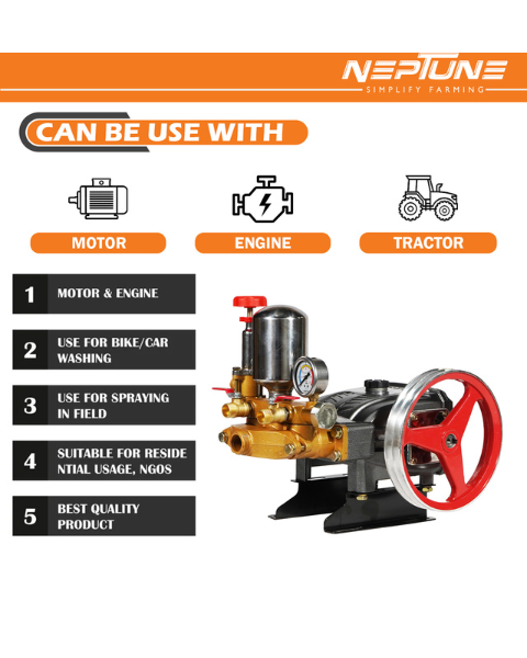 Neptune HTP-Gold-Plus Triplex Sprayer Pump | 30-45 L/min Output | High Pressure Tractor-Mounted Sprayer Pump