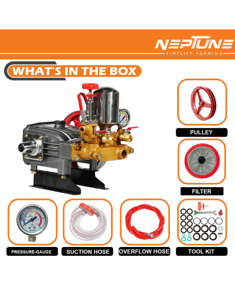 Neptune HTP-Gold-Plus Triplex Sprayer Pump | 30-45 L/min Output | High Pressure Tractor-Mounted Sprayer Pump