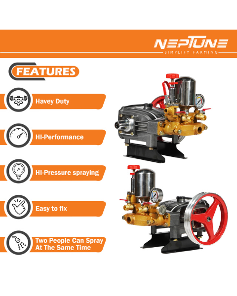 Neptune HTP-Gold-Plus Triplex Sprayer Pump | 30-45 L/min Output | High Pressure Tractor-Mounted Sprayer Pump