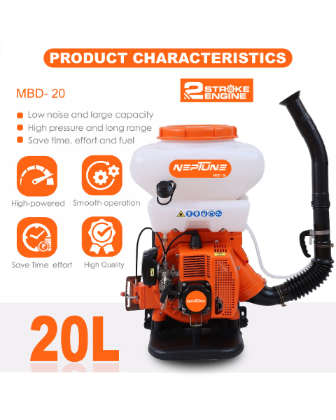 Neptune MBD-20 2 in 1 Knapsack Mist Blower, Powder Duster and Sprayer, 2-Stroke 43cc Petrol Engine, 20L Tank Capacity
