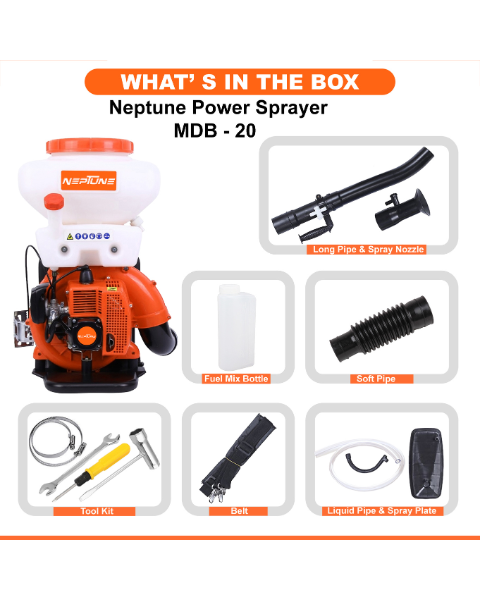 Neptune MBD-20 2 in 1 Knapsack Mist Blower, Powder Duster and Sprayer, 2-Stroke 43cc Petrol Engine, 20L Tank Capacity