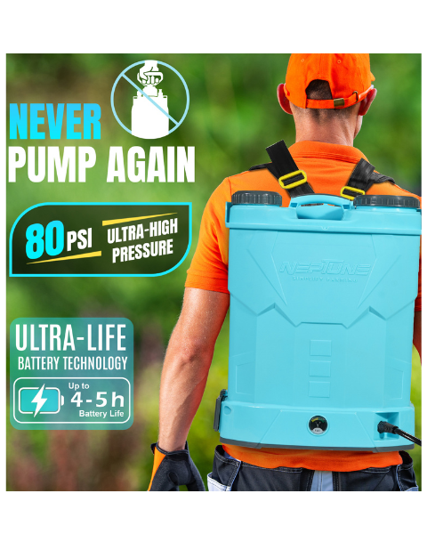 Neptune Model-12 Knapsack Battery Sprayer 12V 8Amp, 20L Tank, Telescopic Lance with 4 Nozzles